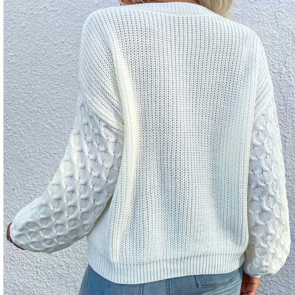 Cozy Heart Print Vday Valentine's Oversized Knit Sweater Top - Picture 4 of 5